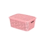 Caixa Organizadora Com Tampa Renda Floral 2,2 litros rosa