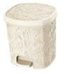 Cesto de Lixo de Pedal Renda Floral palha 8 litros