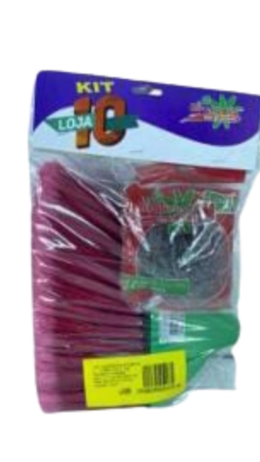 Kit loja de 10 - Vassoura canto + Esponja Inox