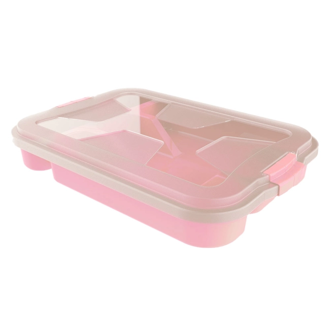 Organizador de Talher com Tampa e Trava - Rosa
