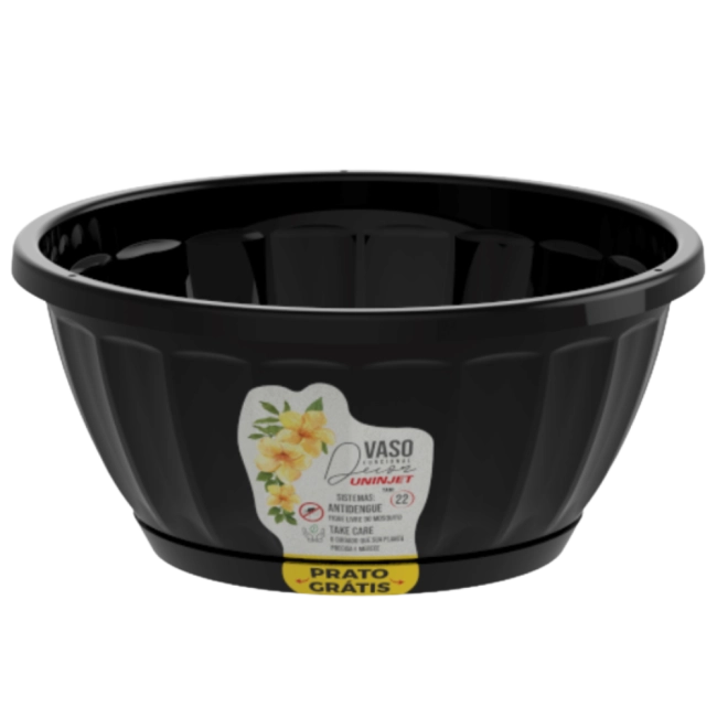 Vaso cachepô cuia Nº22 Preto - REF 1158