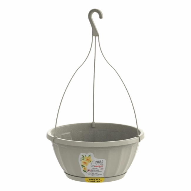 Vaso Cachepô Cuia Para Teto Com Gancho Nº 22 Prata - Ref 1157