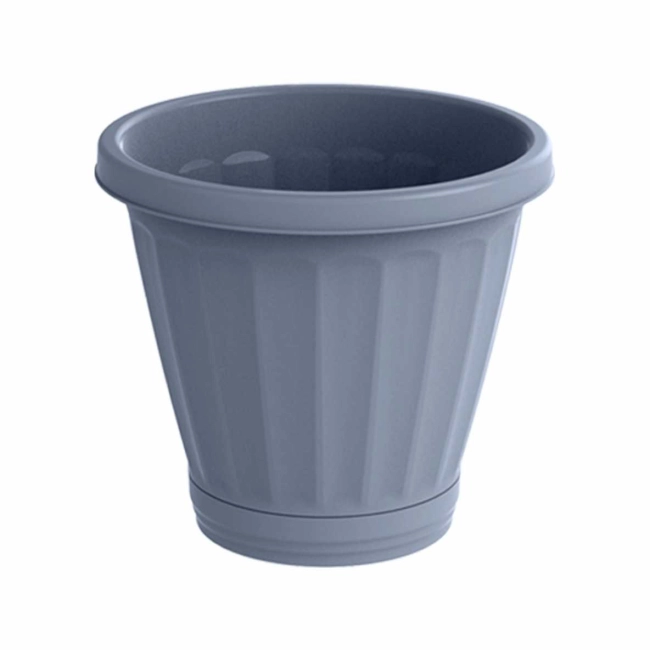 Vaso Cachepot Com Prato - CINZA ? N°35 - REF 1223