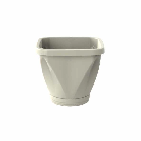 Vaso Cachepot Quadrado Com Prato N13 - Palha REF 1186