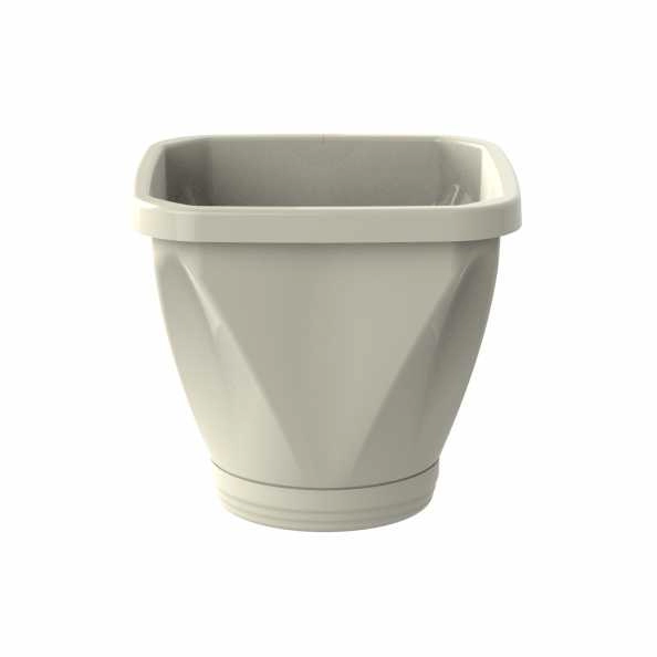 Vaso Cachepot Quadrado Com Prato N17 - Palha REF 1190