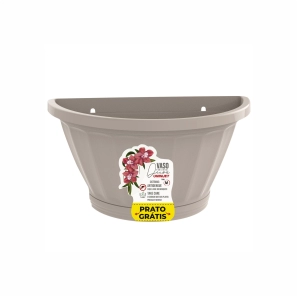 Vaso de Parede Meia Lua M com prato Palha - Ref. 1180